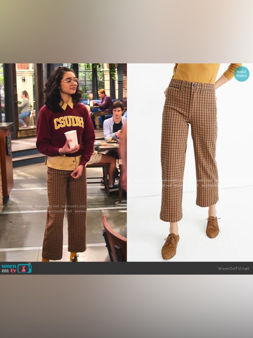 Madewell slim emmett wide-leg crop pants in check, size 28 altered to a 26, euc - Picture 7 of 7